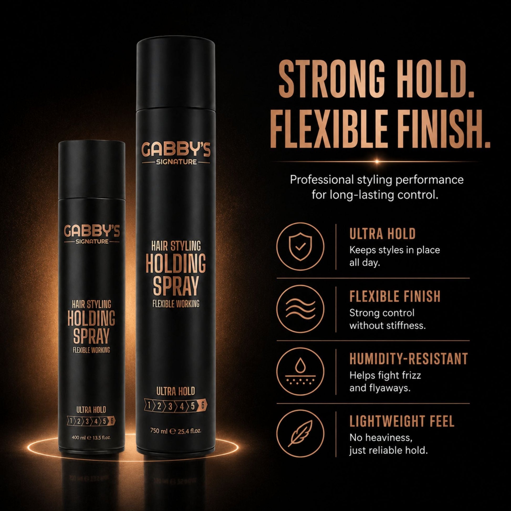 Gabby's Signature Hair Styling Holding Spray Ultra Hold 750ml