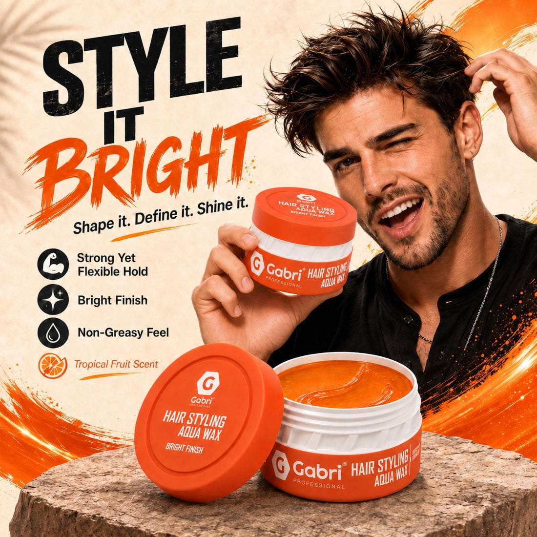 Gabri Professional Hair Styling Aqua Wax Bright Finish 150ml
