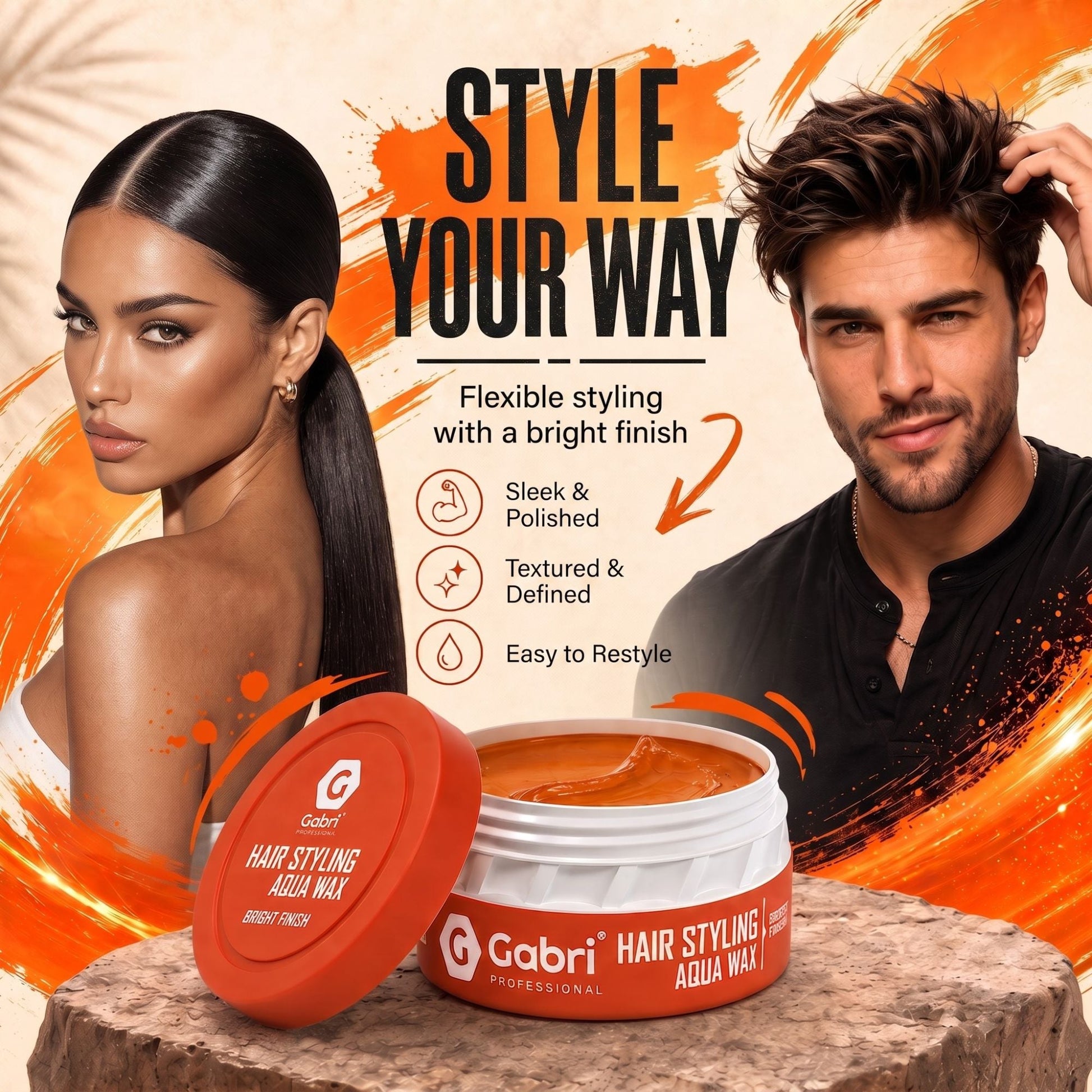 Gabri Professional Hair Styling Aqua Wax Bright Finish 150ml