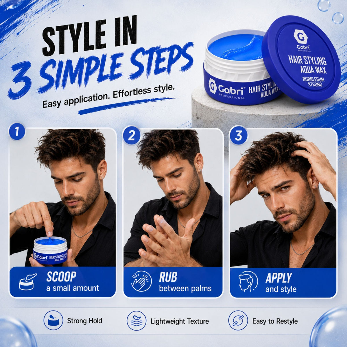 Gabri Professional Hair Styling Aqua Wax Bubblegum Strong 150ml
