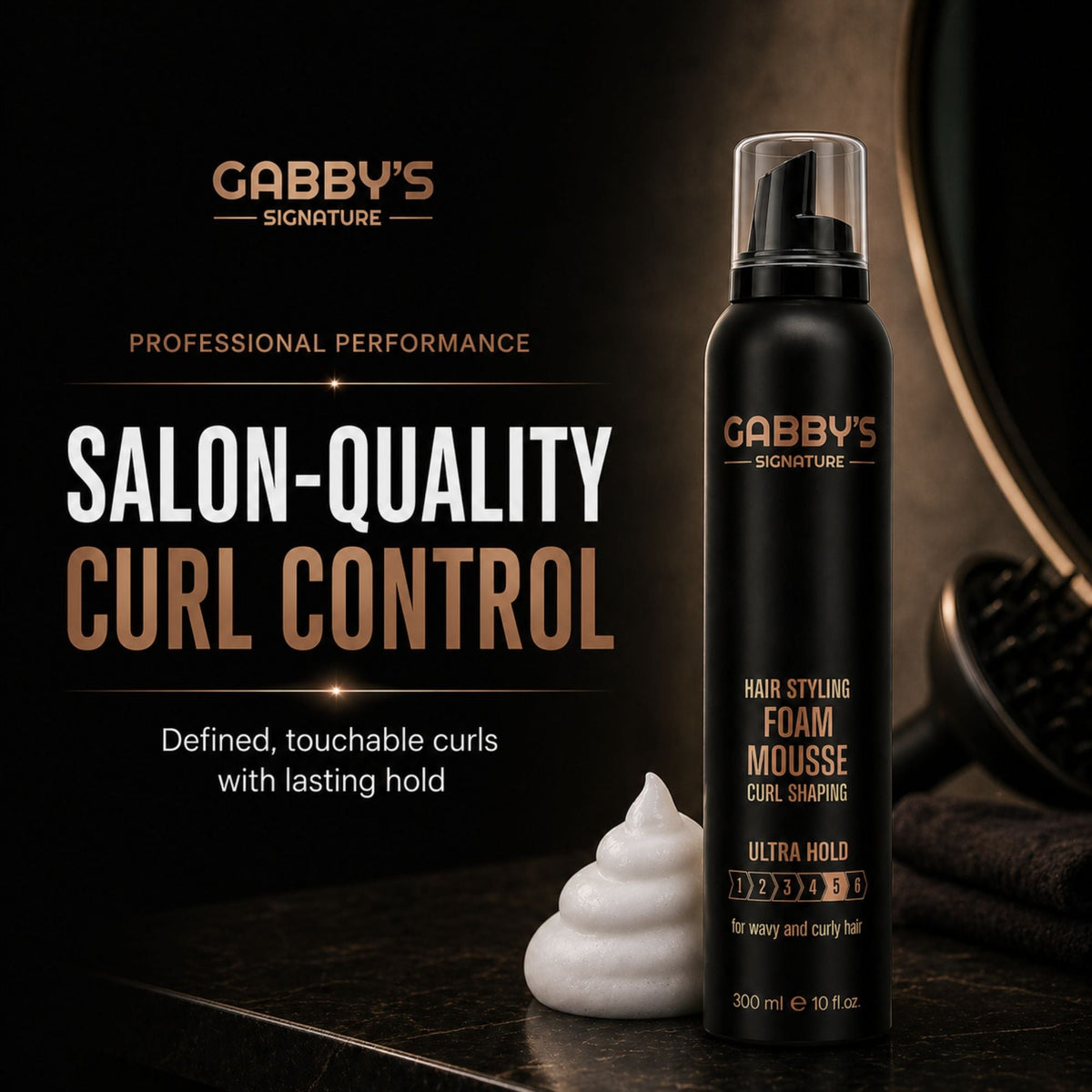 Gabby's Signature Hair Styling Foam Mousse Ultra Hold 300ml