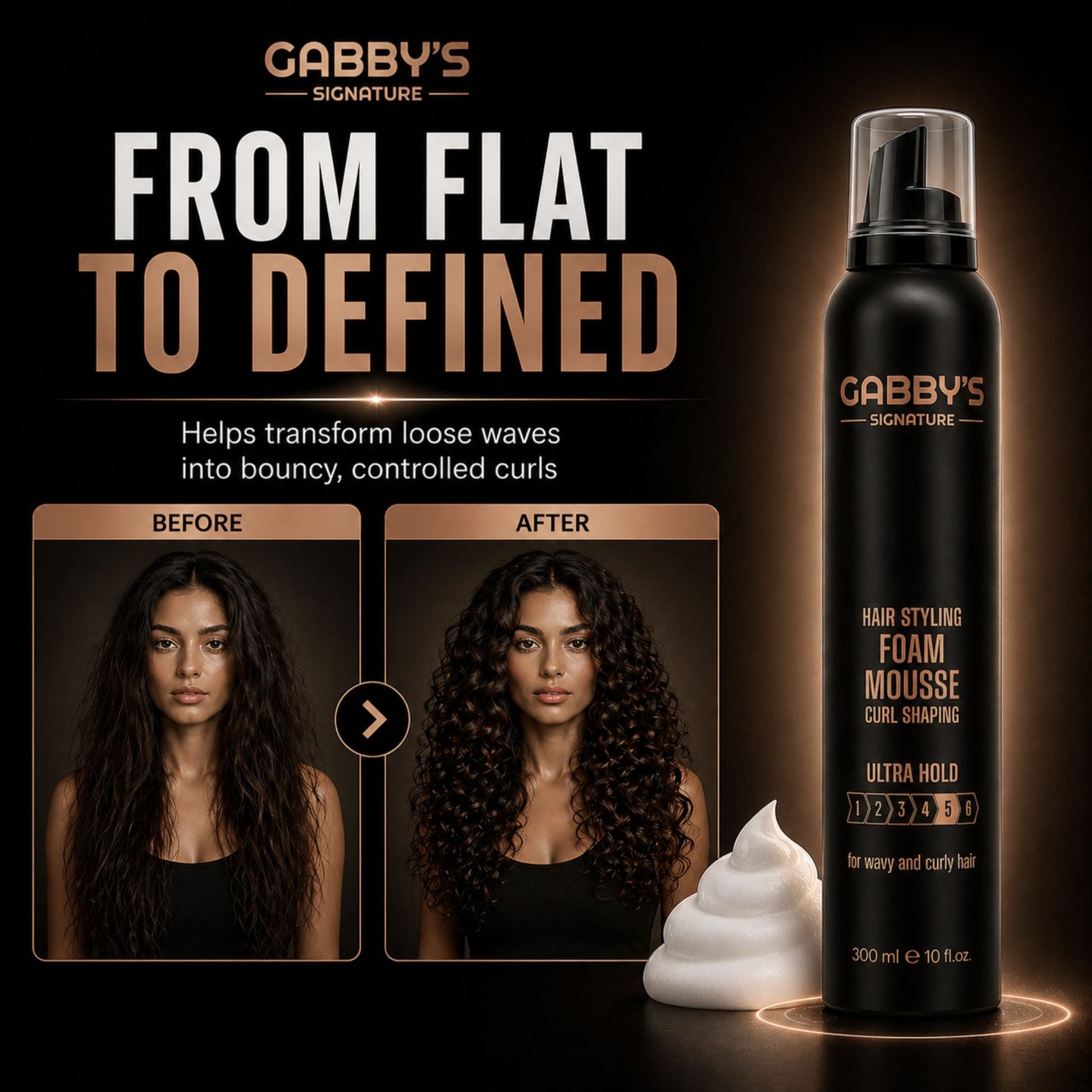 Gabby's Signature Hair Styling Foam Mousse Ultra Hold 300ml