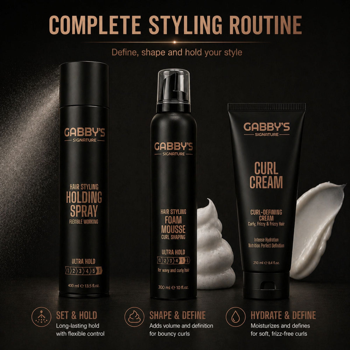 Gabby's Signature Hair Styling Foam Mousse Ultra Hold 300ml