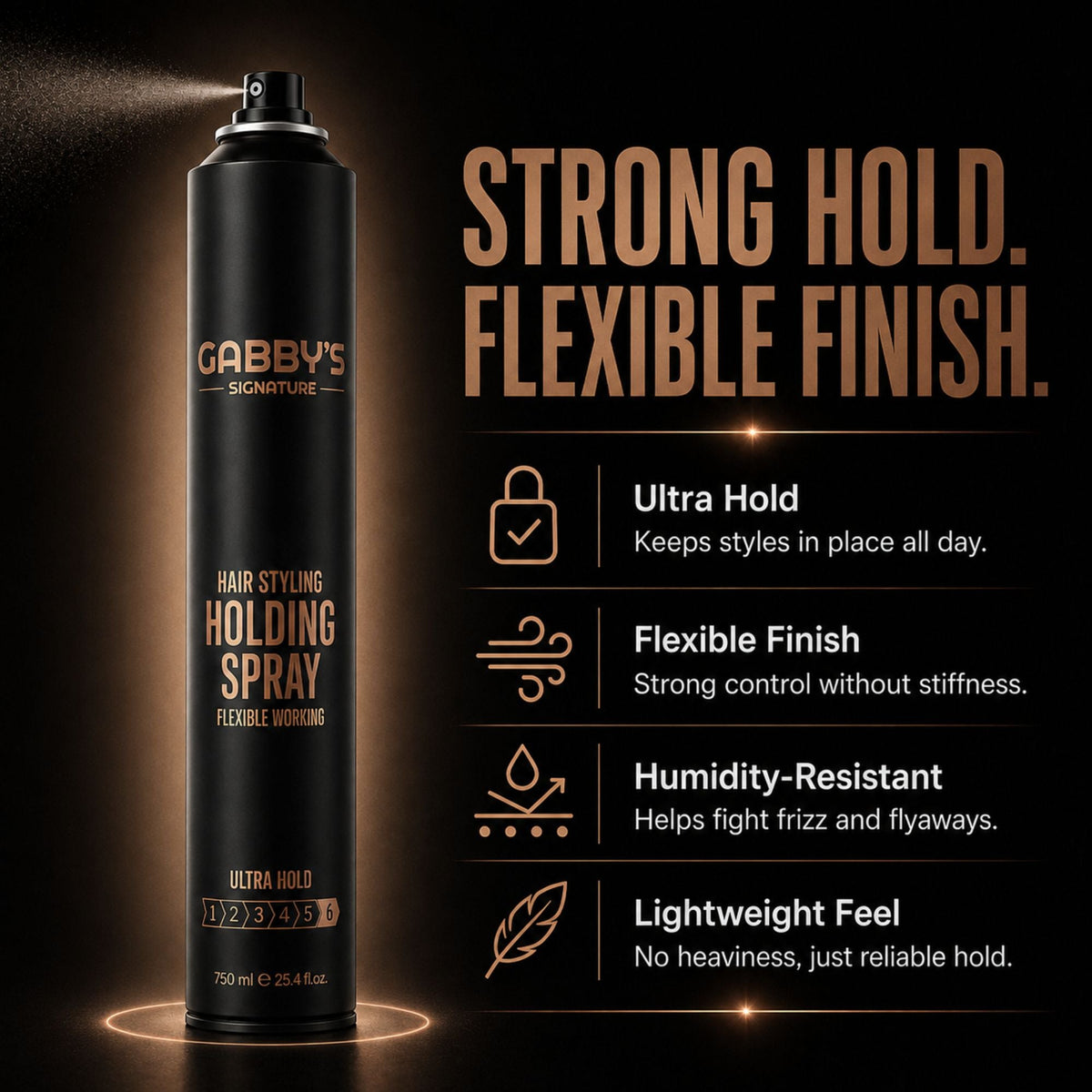Gabby's Signature Hair Styling Holding Spray Ultra Hold 750ml
