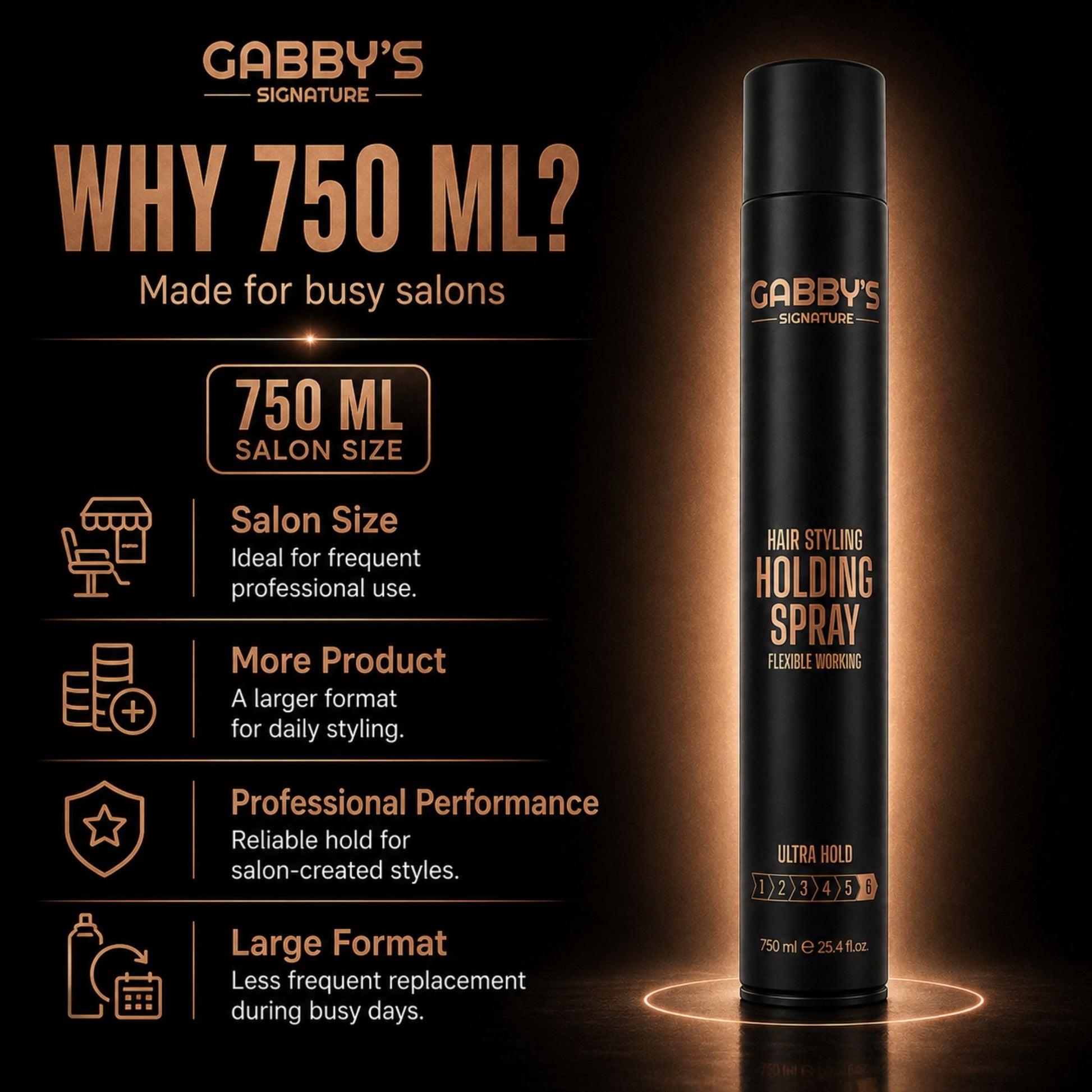 Gabby's Signature Hair Styling Holding Spray Ultra Hold 750ml