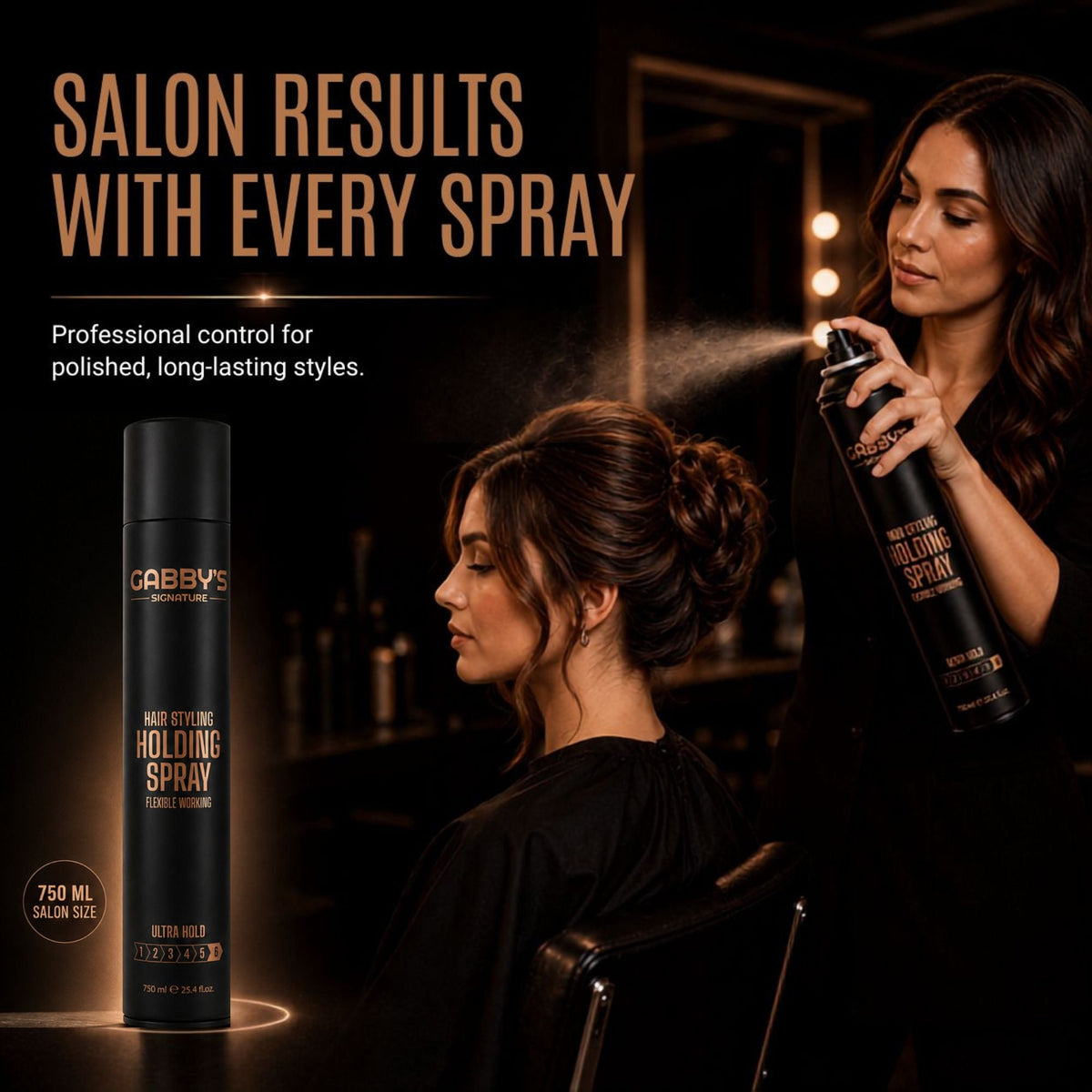 Gabby's Signature Hair Styling Holding Spray Ultra Hold 750ml