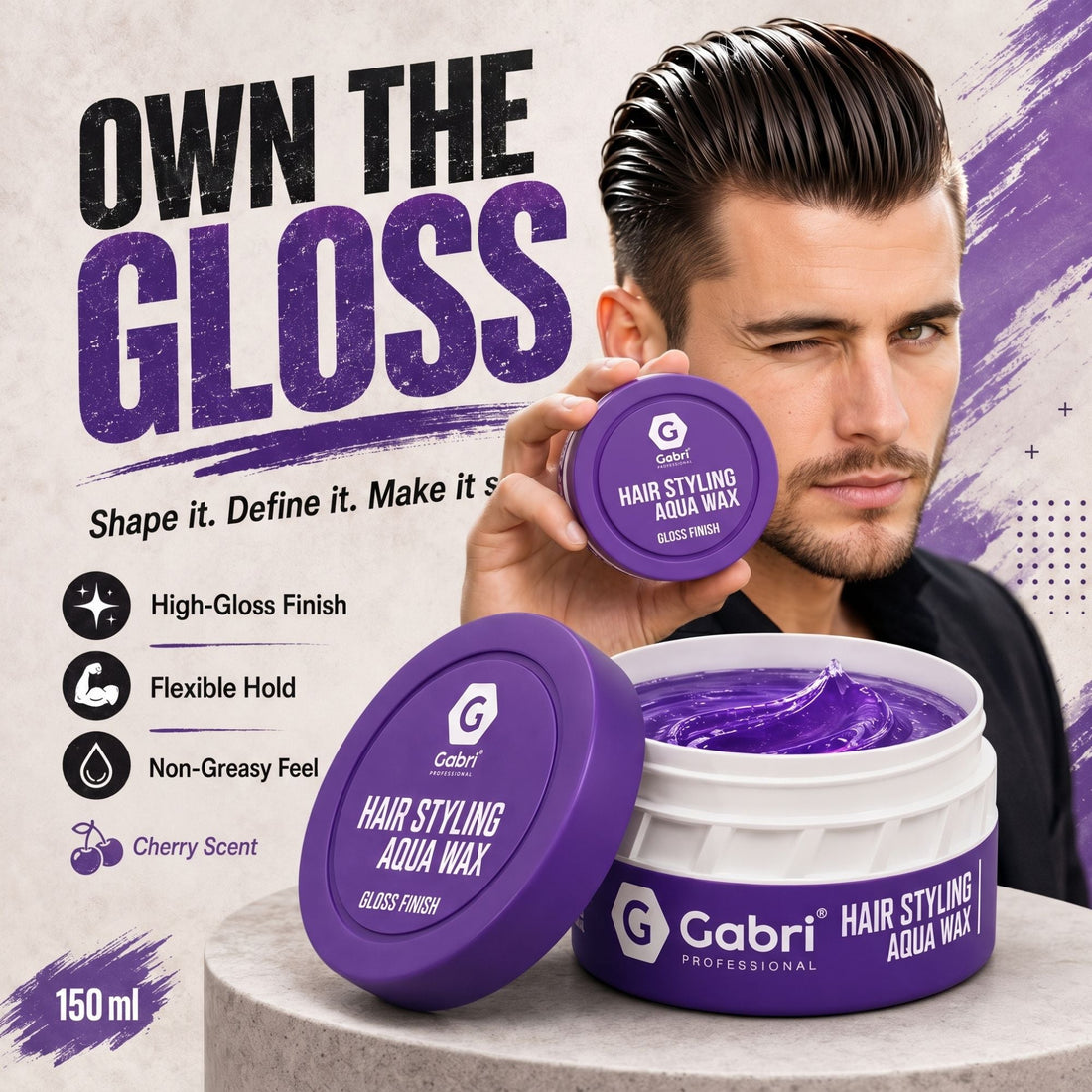 Gabri Professional Hair Styling Aqua Wax Gloss Finish 150ml