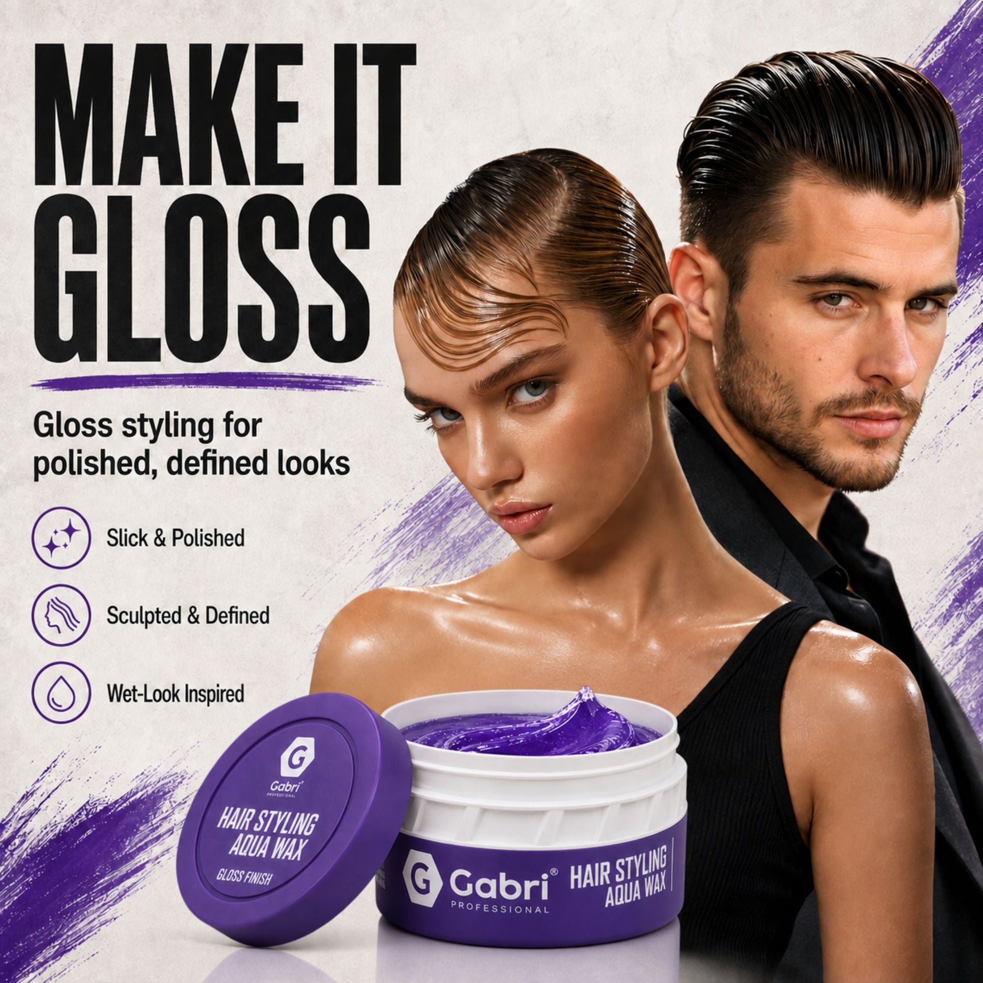 Gabri Professional Hair Styling Aqua Wax Gloss Finish 150ml