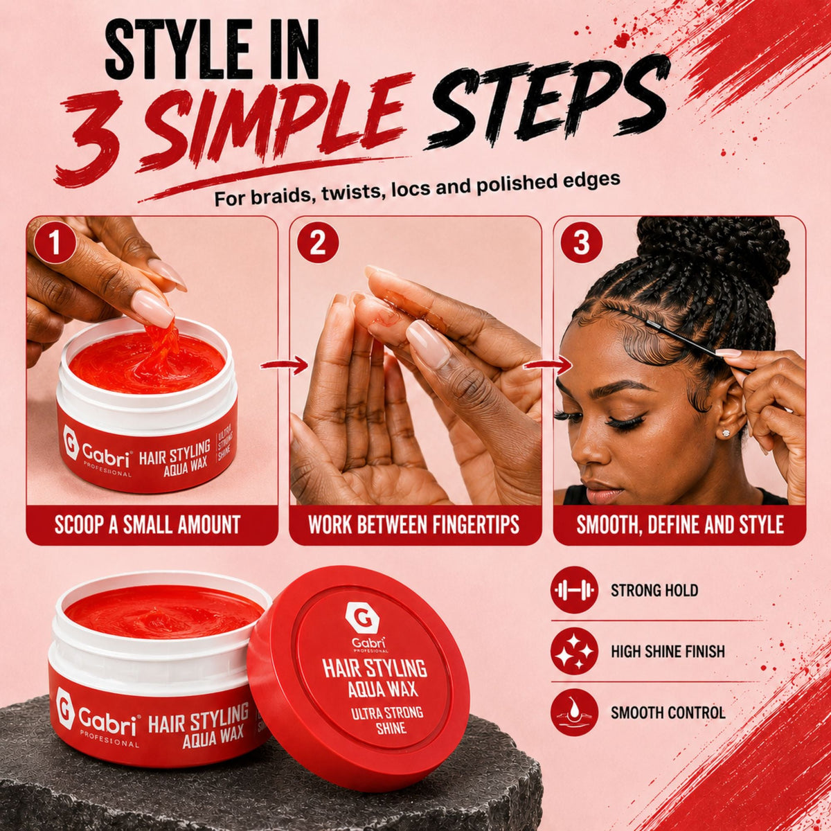 Gabri Professional Hair Styling Aqua Wax Ultra Strong Shine 150ml